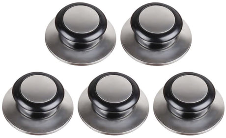 Pot Lid Knob - 5 Pieces - Lid Knob - 5-12mm Universal - Lid Handle - Kitchen Cookware Knob - For Replacing Pot Lids - 5.8*2.3cm - Silver and Black