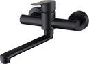 Bath faucet - Kitchen faucet - Washbasin faucet - Stainless steel - Black - 26*11 cm - Wall installation - Wall mounted - Swivel spout - Single lever