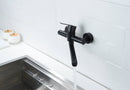 Bath faucet - Kitchen faucet - Washbasin faucet - Stainless steel - Black - 26*11 cm - Wall installation - Wall mounted - Swivel spout - Single lever
