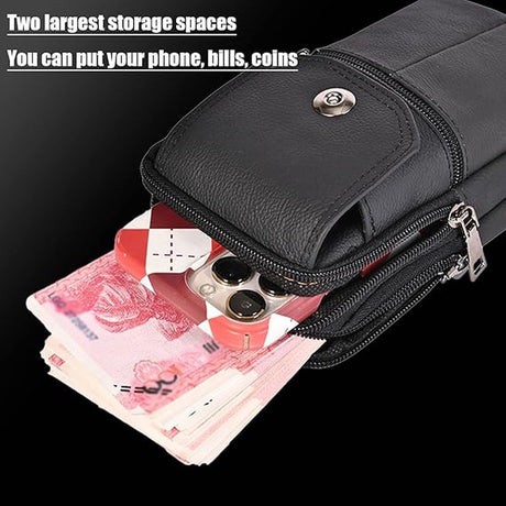 Belt Bag - with Shoulder Strap - Standing Belt Bag - Leather - Men - Belt Bag - Neck Bag - Belt Pouch - Men's Phone Bag - Men's Shoulder Bag - Gift - 19*10*4cm - Shoulder Bag - Wallet - Cell Phone Pouch - Bag
