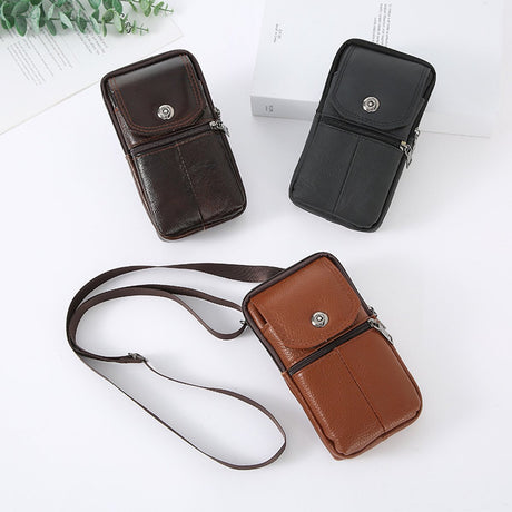 Belt Bag - with Shoulder Strap - Standing Belt Bag - Leather - Men - Belt Bag - Neck Bag - Belt Pouch - Men's Phone Bag - Men's Shoulder Bag - Gift - 19*10*4cm - Shoulder Bag - Wallet - Cell Phone Pouch - Bag