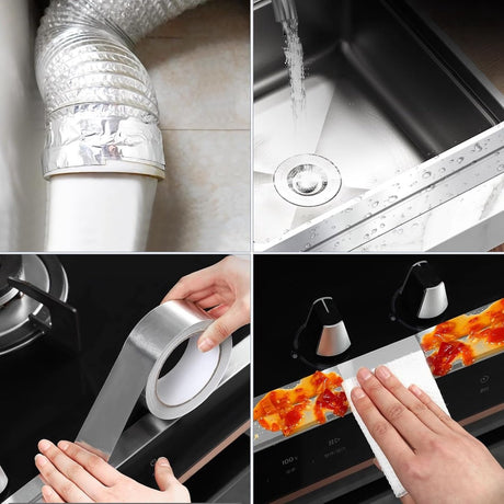 2 pcs - Aluminum adhesive tape - Aluminum foil tape - sealing tape - aluminum foil - insulation tape - Aluminum tape - heat resistant - waterproof - 5cm x 5m - for kitchen, bathroom, electrician, metal surface