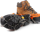 pair - Crampons - Crampons for mountain boots - Non-slip - with 8 steel teeth - Snow chain for shoes - for walking, fishing, climbing and hiking - Size 35-44 - TPE - orange