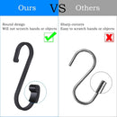 12 pieces - Hanging hooks - S hooks - 85mm - Metal - for hanging pots and pans, plants, coffee cups, clothes - black - for towels in the kitchen, bedroom, bathroom, office and garden