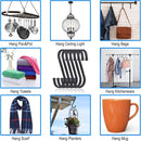 12 pieces - Hanging hooks - S hooks - 85mm - Metal - for hanging pots and pans, plants, coffee cups, clothes - black - for towels in the kitchen, bedroom, bathroom, office and garden