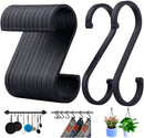 12 pieces - Hanging hooks - S hooks - 85mm - Metal - for hanging pots and pans, plants, coffee cups, clothes - black - for towels in the kitchen, bedroom, bathroom, office and garden