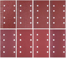 80 pieces - Sanding sheets - Sandpaper set - 40/60/80/120/180/240/320/400 grit - rectangular flocked sandpaper - 8 holes - red - 185*93mm