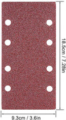 80 pieces - Sanding sheets - Sandpaper set - 40/60/80/120/180/240/320/400 grit - rectangular flocked sandpaper - 8 holes - red - 185*93mm