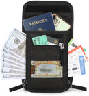 Neck pouch - Anti-skimming RFID Signal Blocking - Travel wallet - Passport pouch - For women and men - Water-repellent - Travel wallet - Neck pouch for travel and holidays - Black