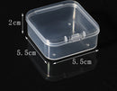 6 Pieces - Small Clear Plastic Storage Box Containers with Hinged Lids - L 5.5 x W 5.5 x H 2cm - Mini Boxes for Pills, Beads, Jewelry & Hobby Items - Stackable Mini Tubs - Transparent