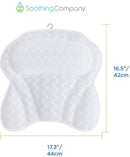 Bath Pillow - Spa Bath Pillow - Neck Pillow - Bath Pillow for the Bath - Headrest - Spa Pillow - White - with Anti-Slip Suction Cups - 42x44cm - for the Bath and Jacuzzi - Bath Accessories
