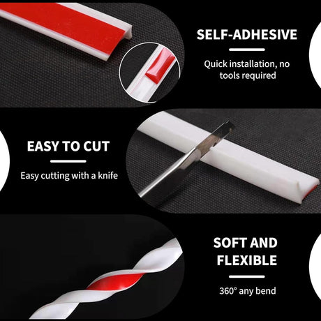Shower thresholds - 2 meters - Anti-water strip - Foldable shower water dam - dry and wet separation - black - Sanitary Water Stopper - TPE - shower threshold water stop barrier and retention system and keeps water within the threshold