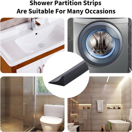 Shower thresholds - 2 meters - Anti-water strip - Foldable shower water dam - dry and wet separation - black - Sanitary Water Stopper - TPE - shower threshold water stop barrier and retention system and keeps water within the threshold