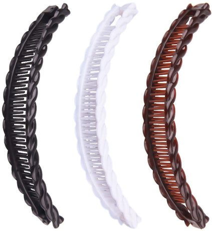 Hair Clip - 3 Pieces - Hair Clip - Hair Clip - Hairpin - Banana Clip - Hairpins Women - Double Comb Long Hair Clips - For Fine Thick Hair - Brown/Black/White