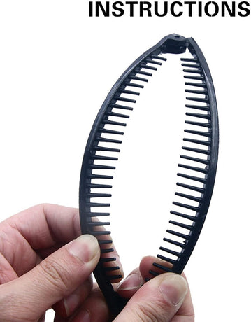 Hair Clip - 3 Pieces - Hair Clip - Hair Clip - Hairpin - Banana Clip - Hairpins Women - Double Comb Long Hair Clips - For Fine Thick Hair - Brown/Black/White