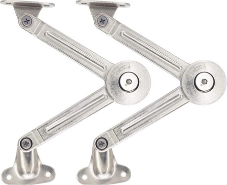 Flap hinge - 2 pieces - Stop hinge - Furniture hinge - Cabinet hinge - Overlay hinge - Flap supports - Lid support hinge - Zinc alloy - Silver - Nickel plated - With screws and Allen key - for kitchen, cabinet lift door