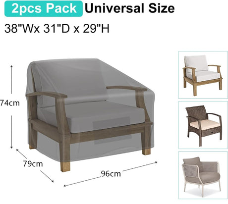 Waterproof Chair Cover - Set of 2 - Garden Chair Cover - Protective Cover for Garden Furniture - Garden Furniture Cover - Garden Chair Cover - 96 x 79 x 74 cm - For Outdoor Use in the Garden, Balcony or Terrace - Black - 210D Oxford Cloth - Waterproof - D