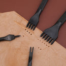 4 Pieces - Leather Punch - 4mm - 1/2/4/6 Claw - Black - Steel - Length 10cm - Hole Punch - Hole Punch - Leather Needles - Leather Punching Tool - Non-Slip Handle - For Belt and DIY Crafts