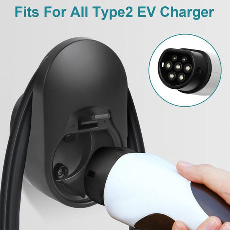 Charging cable mounting bracket for car - universal cable holder for EV - black