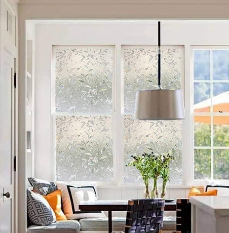 Window film - decorative window film - window sticker - 45x300 cm - Static - 3D orchid - anti-UV - Anti-peep - Translucent - Adhesive film without glue for windows and bathroom