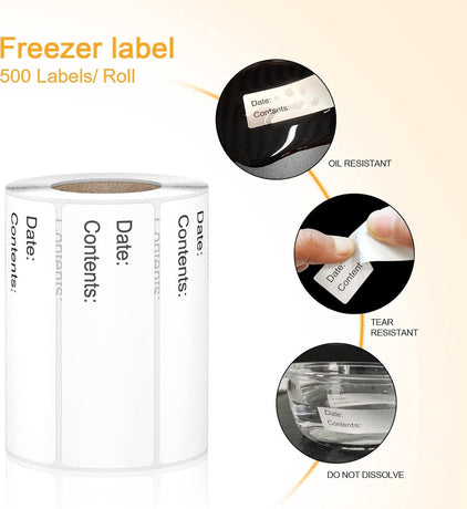 500 Pieces - Freezer Labels - Freezer Stickers - Food Labels - Best Before Labels - Labels - 2.5*5cm - Writable - For Containers, Boxes, Bags
