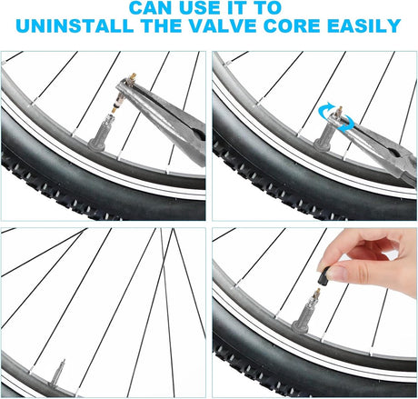 Presta Valve Cores - 10 Pieces - Zinc Alloy - With Extension Wrench - Bicycle Presta Valve Core Removal Kit - Presta Valve Core Replacement Kit - Tire Repair