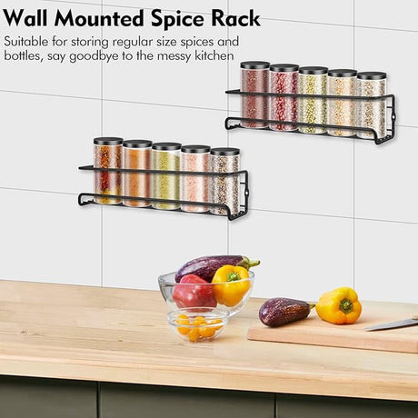 2 pieces - Wall spice rack - hanging - Wall rack - kitchen spice rack - hanging organizer - spice rack for kitchen cupboard - Spice Rack - Hanging spice rack - Black - 29*6.5*6.5cm
