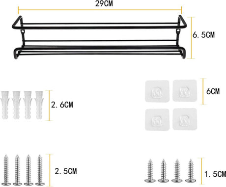 2 pieces - Wall spice rack - hanging - Wall rack - kitchen spice rack - hanging organizer - spice rack for kitchen cupboard - Spice Rack - Hanging spice rack - Black - 29*6.5*6.5cm