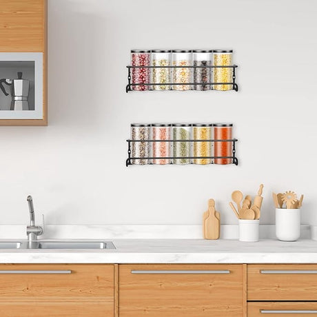 2 pieces - Wall spice rack - hanging - Wall rack - kitchen spice rack - hanging organizer - spice rack for kitchen cupboard - Spice Rack - Hanging spice rack - Black - 29*6.5*6.5cm