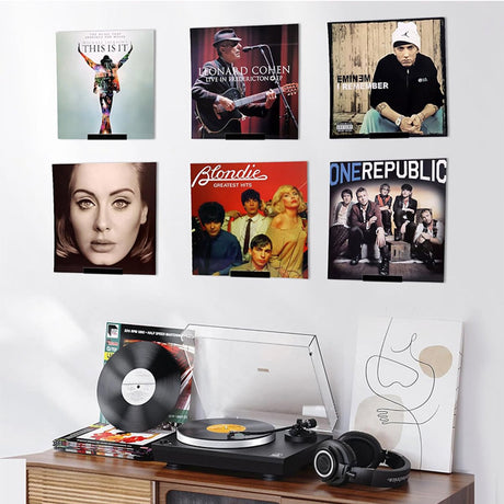 6 pieces - Record holder - Wall mount - 10*3.5*3 cm - Record stand - Record rack - black - Acrylic - Display - Vinyl rack - LP rack