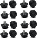 16 pieces Adjustable Furniture Feet - Leveling Pad Base Leg - Table Leg Chair - Adjustable Floor Protection - M6 x 10 x 20 mm - Leveling Leg - Furniture Coaster - Black / Silver - Plastic - Stainless Steel - Leveling Feet - Felt Pads - Floor Protectors -