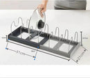 Adjustable Pot Rack - Storage Rack for 7 Pots and Pans - Kitchen Cabinet Organizer Standing - HIP+304 Stainless Steel - Black