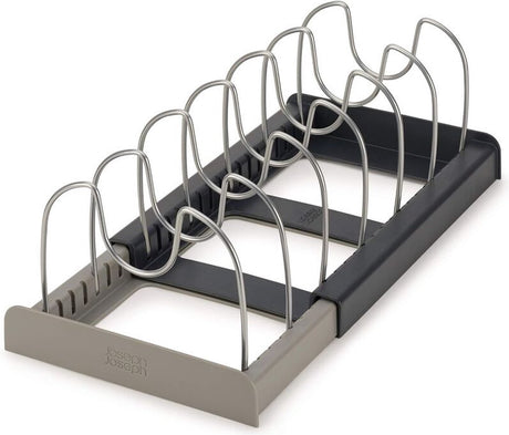 Adjustable Pot Rack - Storage Rack for 7 Pots and Pans - Kitchen Cabinet Organizer Standing - HIP+304 Stainless Steel - Black
