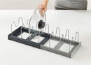 Adjustable Pot Rack - Storage Rack for 7 Pots and Pans - Kitchen Cabinet Organizer Standing - HIP+304 Stainless Steel - Black