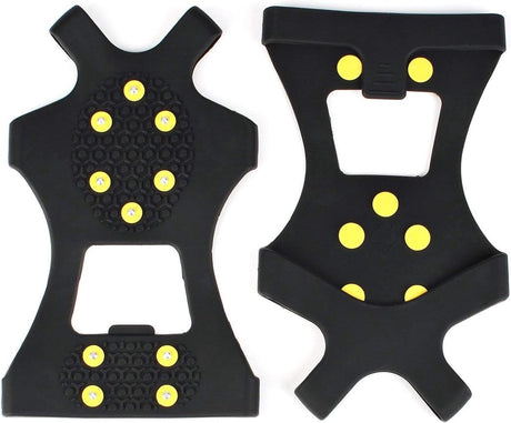 Snow grips over shoes/boots 10 studs Ice Traction Universal Slip on Stretch Fit Snow and Ice, Snow Cleats Crampons Ice Spikes Snow Grips for Winter - M (36-40)