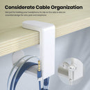 Headset Holder - Headphone Hook - Headphone Stand - Headset Hanger - 11.43 * 10.16 * 4cm - Plastic - White - Adjustable - Rotating Arm Clamp - Non-slip - Headphone Holder for Under Desk