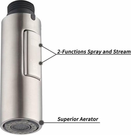 Faucet attachment - 2 functions - Faucet head - Washing dishes - Kitchen faucet - Water saving - Flexible faucet head - Extension rod - Faucet parts - Rotating faucet hose - Faucet nozzle - Sprayer - 1 piece