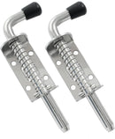 Sliding lock - 2 pieces - Sliding bolt - Gate bolt - Door lock - Bolt - Door bolt - Door lock - Plate bolt - 12.8 cm - No screws - Stainless steel - Silver - For shed gate, garden house door, cupboard