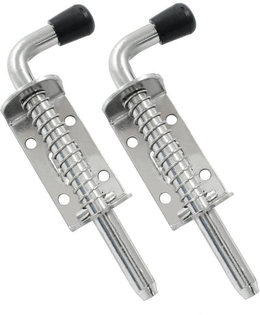 Sliding lock - 2 pieces - Sliding bolt - Gate bolt - Door lock - Bolt - Door bolt - Door lock - Plate bolt - 12.8 cm - No screws - Stainless steel - Silver - For shed gate, garden house door, cupboard
