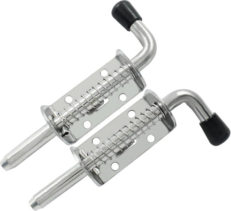 Sliding lock - 2 pieces - Sliding bolt - Gate bolt - Door lock - Bolt - Door bolt - Door lock - Plate bolt - 12.8 cm - No screws - Stainless steel - Silver - For shed gate, garden house door, cupboard