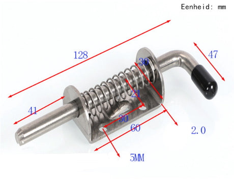 Sliding lock - 2 pieces - Sliding bolt - Gate bolt - Door lock - Bolt - Door bolt - Door lock - Plate bolt - 12.8 cm - No screws - Stainless steel - Silver - For shed gate, garden house door, cupboard