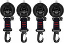 4 pieces - hooks - with suction cup - Powerful Suction Cup Anchor - ABS - Black - Multifunctional - large suction cup - without drilling - for camper, house tent, car awnings, canopies and car cover