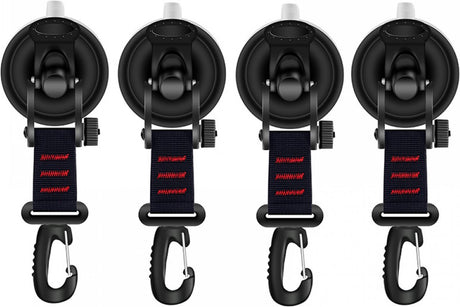 4 pieces - hooks - with suction cup - Powerful Suction Cup Anchor - ABS - Black - Multifunctional - large suction cup - without drilling - for camper, house tent, car awnings, canopies and car cover