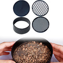 Adjustable plastic garden sieve - 4 in 1 - 12 cm - Compost sieve - Sand sieve - Round - Black - for domestic plants