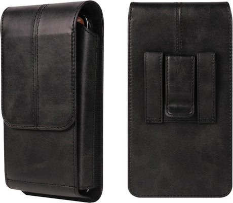 Phone Bag - Black - 15.5*8*2cm - PU Leather - For 6.1 Inch Mobile Phones - With Belt Clip - With Credit Card Slot - Phone Holder Belt Men - Waist Bag - Outdoor Belt Bag - Suitable for Hiking/Outdoor Sports