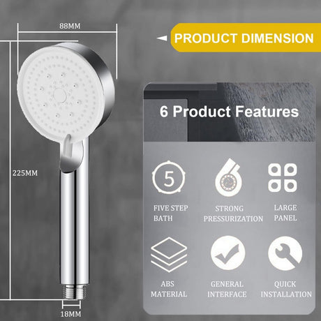 Shower head - 5 jet types - Wellness - 5 spray modes - silver - Better skin - Hand shower - Antibacterial - Anti-limescale protection - Anti-rust