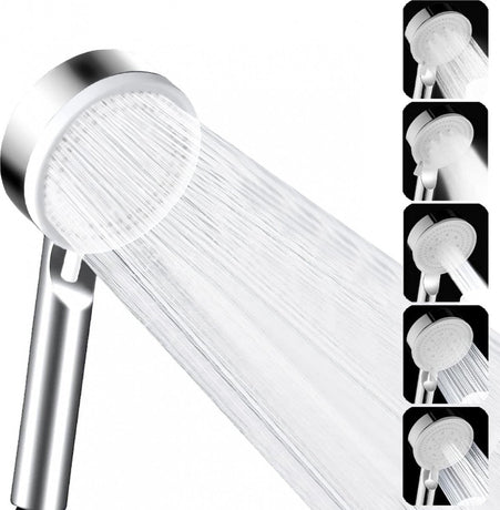 Shower head - 5 jet types - Wellness - 5 spray modes - silver - Better skin - Hand shower - Antibacterial - Anti-limescale protection - Anti-rust