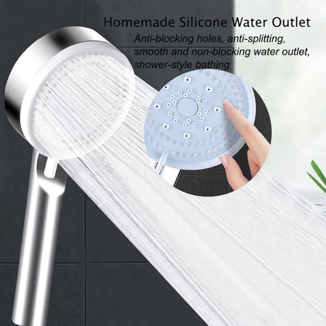Shower head - 5 jet types - Wellness - 5 spray modes - silver - Better skin - Hand shower - Antibacterial - Anti-limescale protection - Anti-rust
