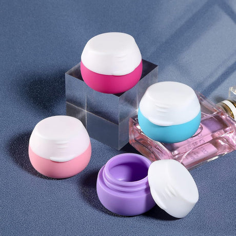 Travel Cosmetic Jars with Lids - Travel Cosmetic Containers - Pack of 4 - 20ml - Leakproof - Empty Makeup - with Sealed Lids - for Travel, Home & Outdoor - Silicone