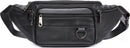 Belt bag - Phone bag - Crossbody - Pouch bag - Leather - Black - 19 x 11 x 3 cm - 6 compartments - Durable - Waterproof - for Travel, Outdoor, Hiking, Sports